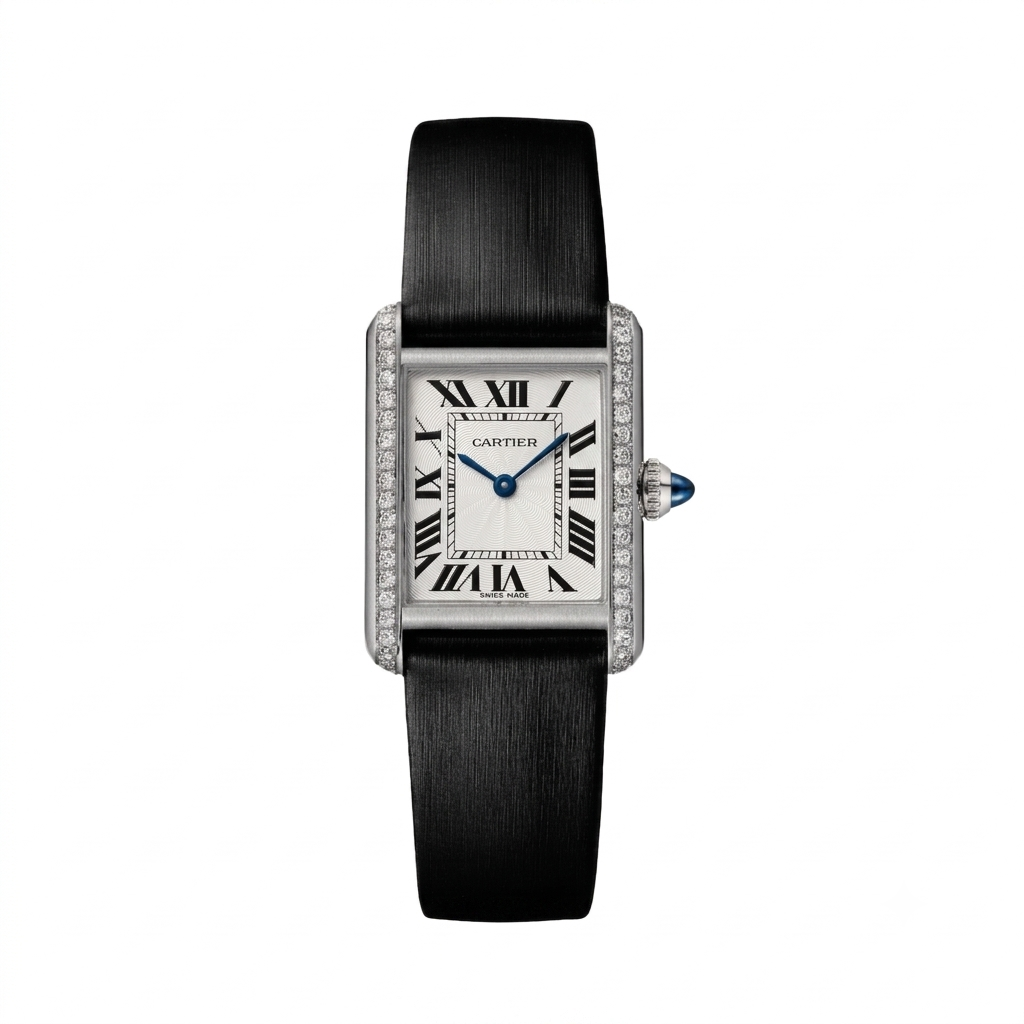 Cartier Tank Style Rectangular Leather Strap