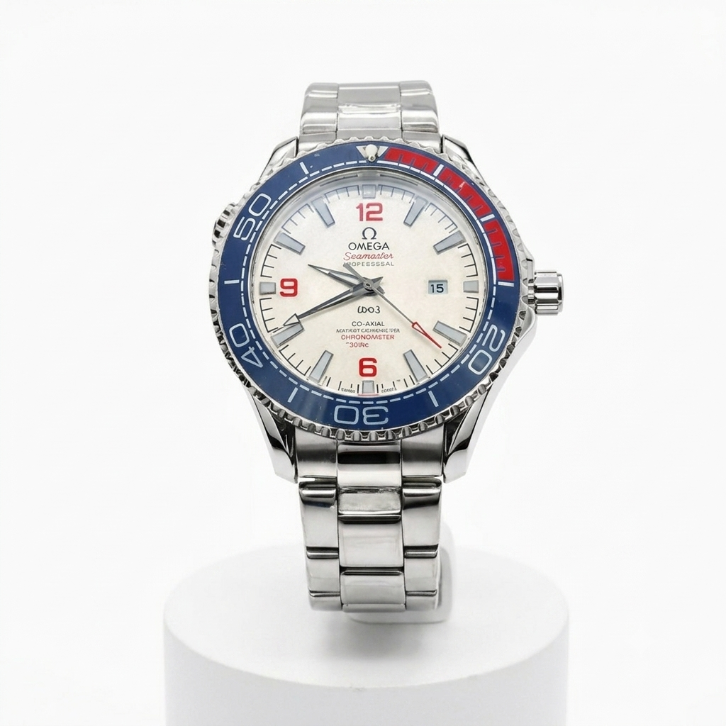 Omega Seamaster Professional Co-Axial Master Chronometer – White Dial Blue Bezel