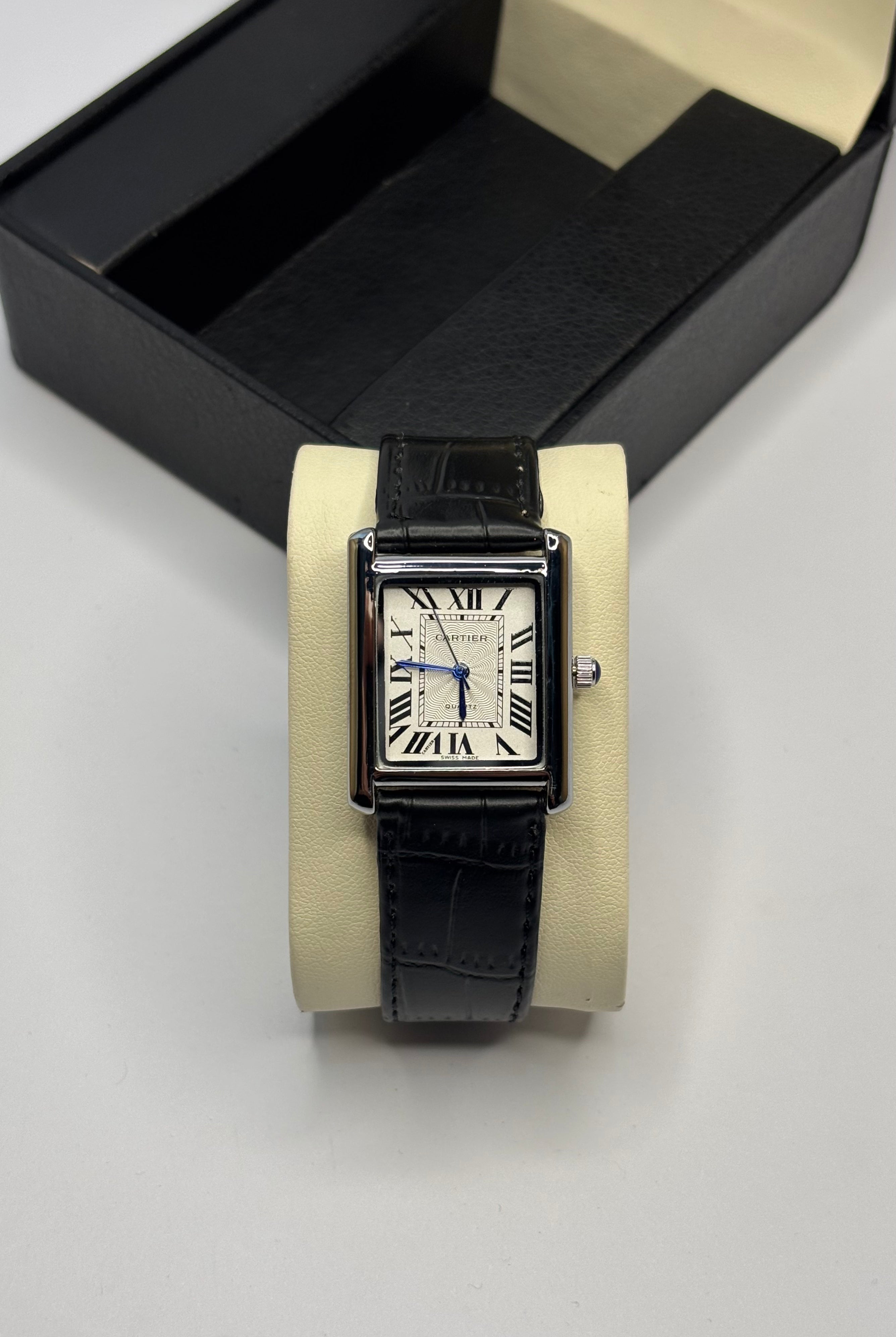 Cartier Tank Style Rectangular Leather Strap