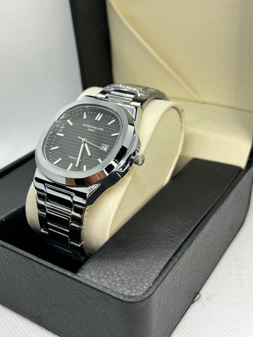 Patek Philippe Nautilus — Slate Grey Horizontal Dial | Stainless Steel | Date Display | Luxury Finish