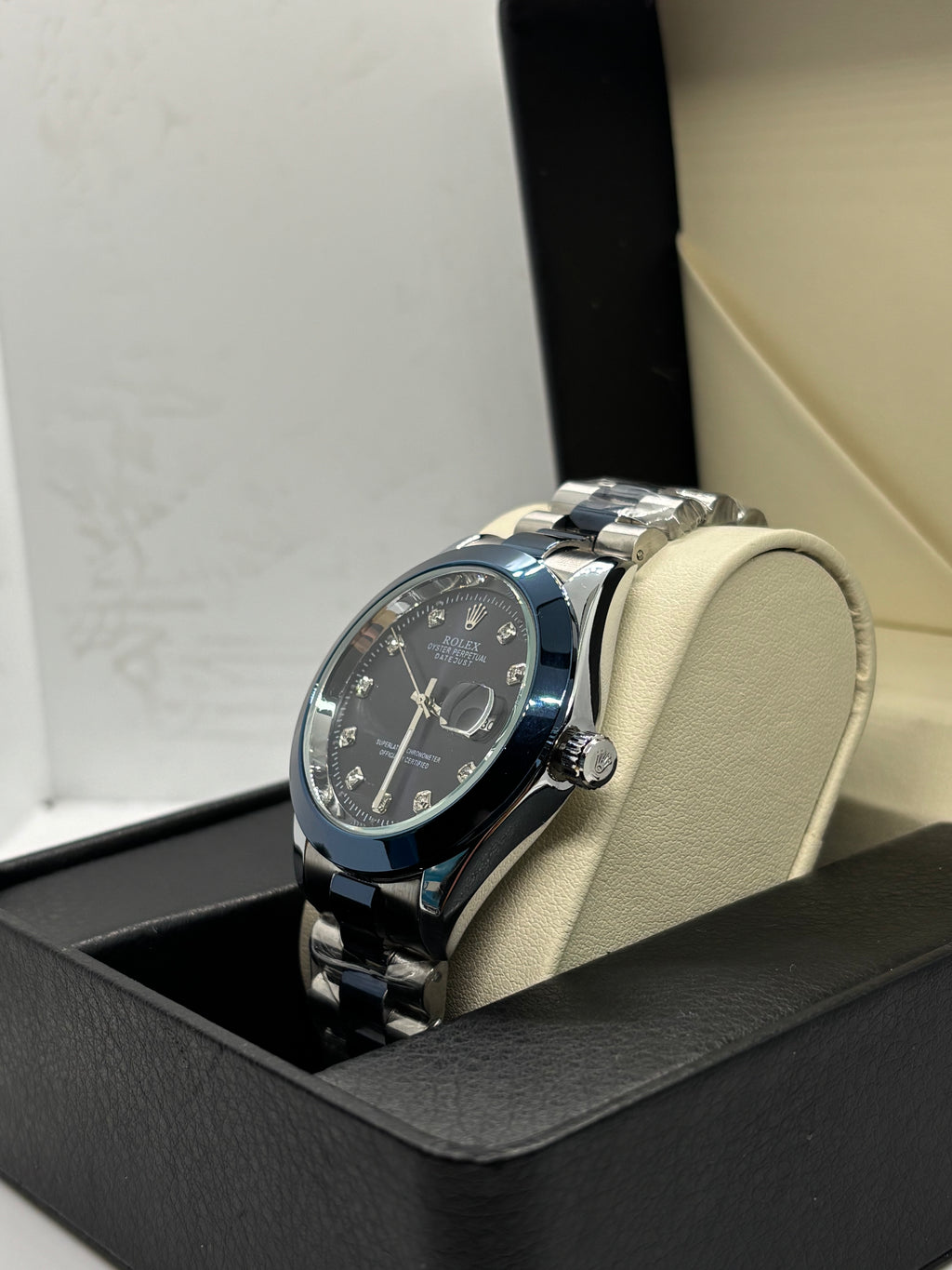 Rolex Oyster Perpetual — Blue Diamond Dial | Stainless Steel