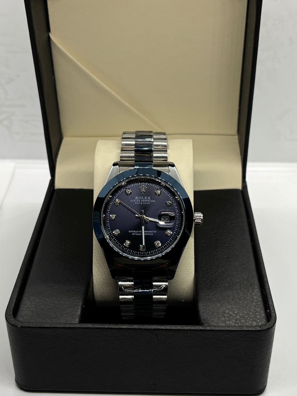 Rolex Oyster Perpetual — Blue Diamond Dial | Stainless Steel